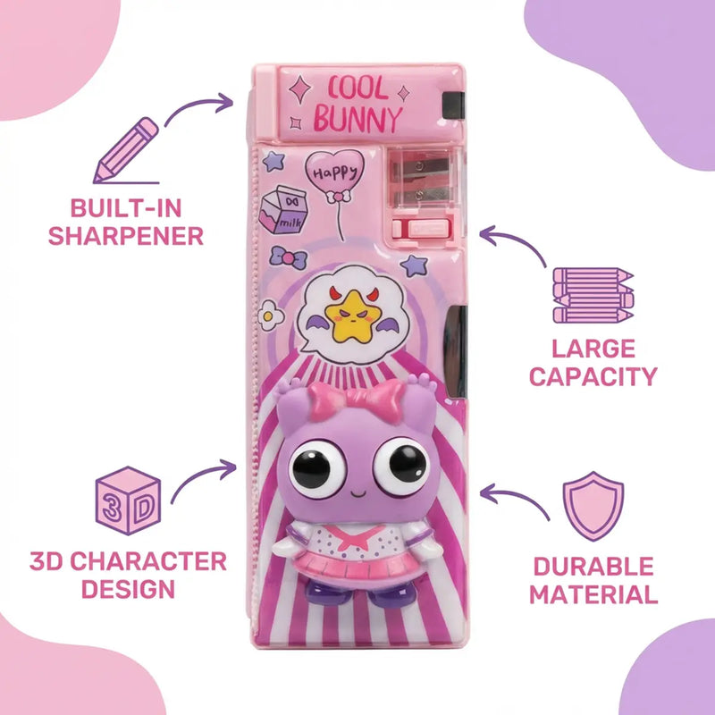 Cute Bunny Cartoon Pencil Case with Built-in Sharpener Trending Accessories
