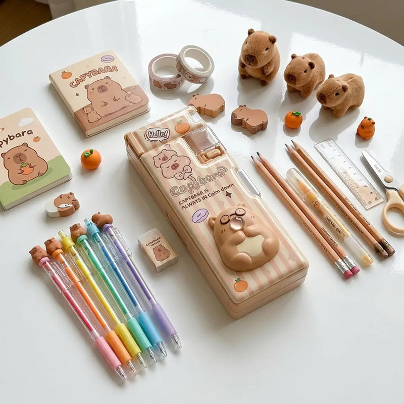 3D Squishy Capybara Pop Eye Magnetic Pencil Box for Kids Trending Accessories