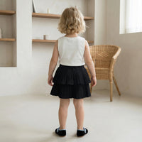 Girls Bow Applique Sleeveless Top With Black Skorts Set Sets