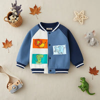 Boys Light Blue Graphics Printed Varsity Jacket Coats & Jackets Light Blue 1-2 Y