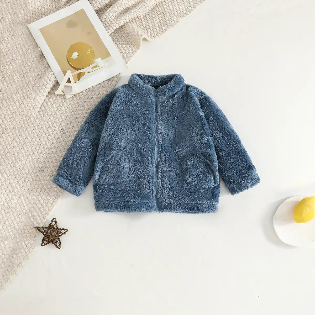 Girls Blue Polar Fleece Zipper Jacket With Jogger Co-ord Sets Sets