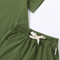 Boys Army Green Short Sleeves T-Shirt With Shorts Co-ord Sets Sets