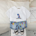 Boys White Dinosaur Graphic T-Shirt With Denim Shorts Set 2 pc. Sets White 1-2 Y