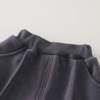 Boys Grey Fleece Hooded Zipper Jacket With Puffer Vest & Jogger Sets Sets