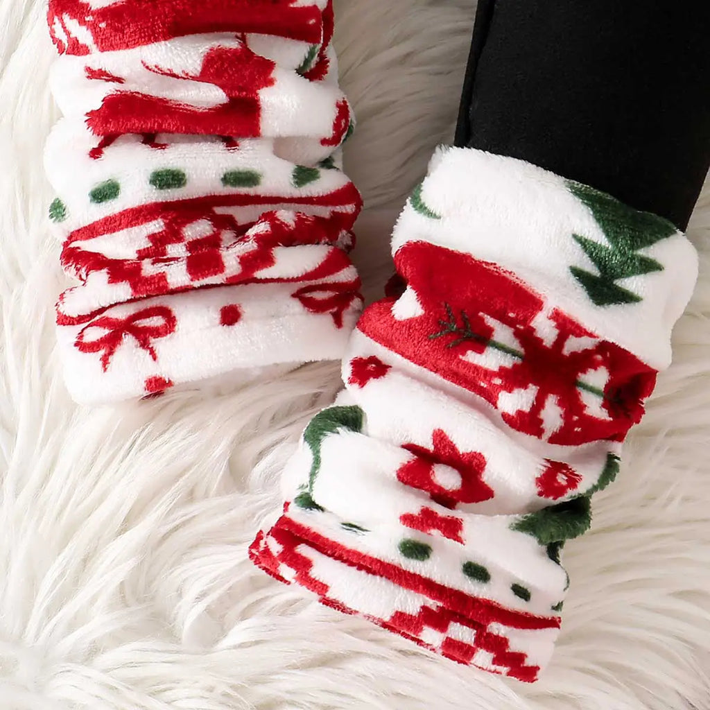 Girls White Self-Design Christmas Patterns Hooded Sweatshirt With Leggings Sets 2 pc. Sets