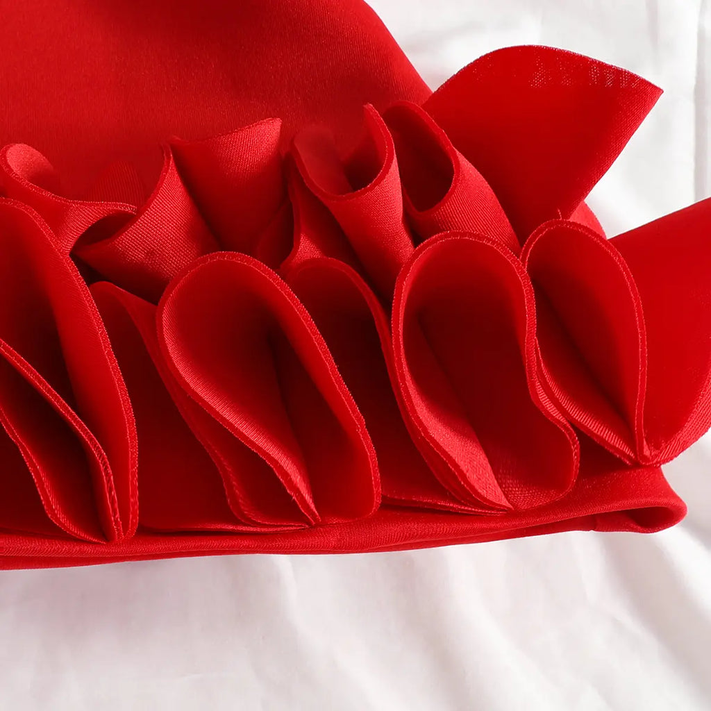 Girls Red Sleeveless A-line Party Wear Dress With Bow Applique Party Dresses