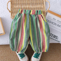 Boys Yellow Printed Short Sleeves T-Shirt With Striped Bermudas Set 2 pc. Sets
