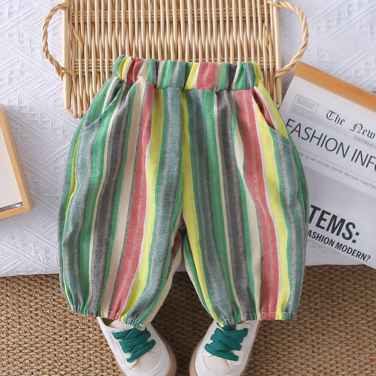 Boys Yellow Printed Short Sleeves T-Shirt With Striped Bermudas Set 2 pc. Sets