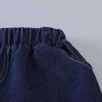 Boys Dark Blue Striped Denim Shirt And Shorts set 2 pc. Sets