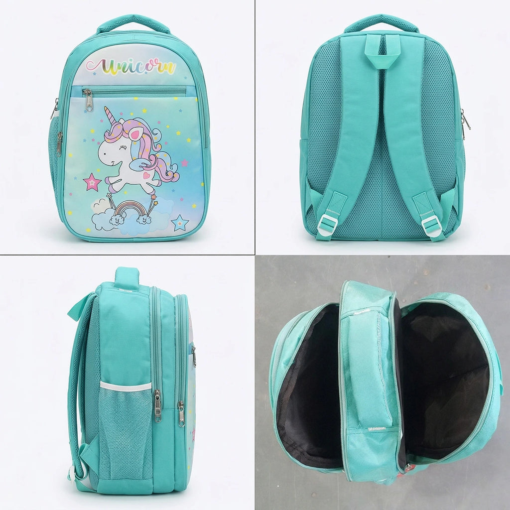 Girls Sea Green Unicorn Print School Backpack Trending Accessories