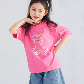 Girls Printed Oversized Casual T-shirt Tshirts   