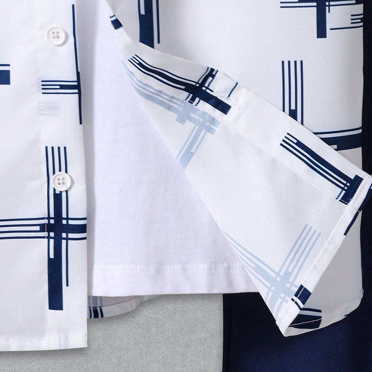 Boys White Abstract Print Short Sleeve Shirt With Pants Set 2 pc. Sets