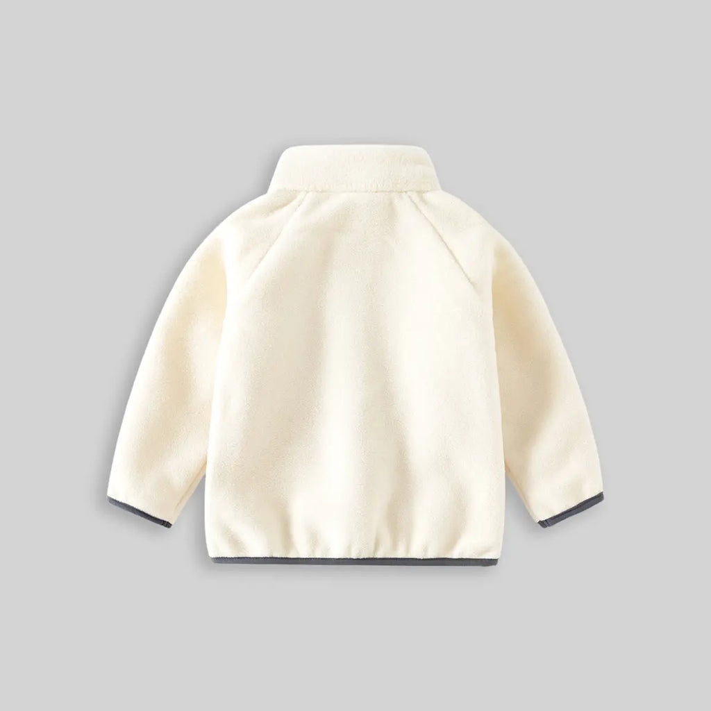 Boys Off White Fleece Embroidered Anchor Logo Zip-up Jacket Coats & Jackets