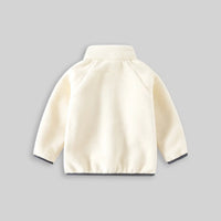 Boys Off White Fleece Embroidered Anchor Logo Zip-up Jacket Coats & Jackets