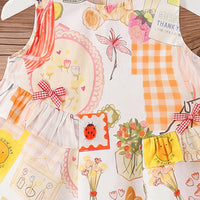 Girls Multicolor Graphic Sleeveless A-line Dress Casual Dresses