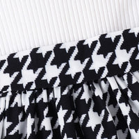 Girls Black Geometric Print One-Shoulder Fit & Flare Dress Casual Dresses
