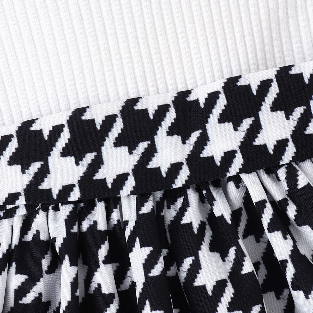 Girls Black Geometric Print One-Shoulder Fit & Flare Dress Casual Dresses