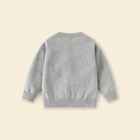 Boys Grey Solid Long Sleeves Cardigan Sweaters & Cardigans