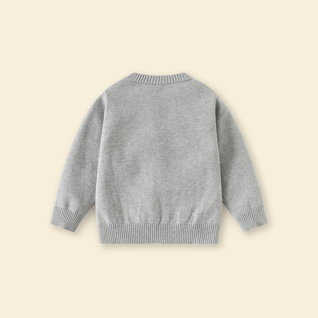 Boys Grey Solid Long Sleeves Cardigan Sweaters & Cardigans