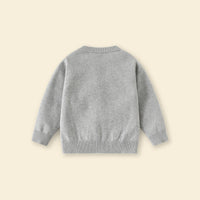 Boys Grey Solid Long Sleeves Cardigan Sweaters & Cardigans