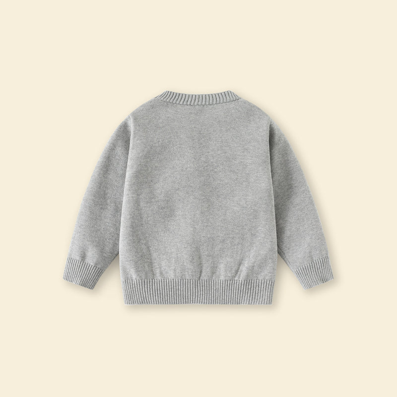 Boys Grey Solid Long Sleeves Cardigan Sweaters & Cardigans