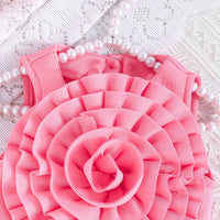 Girls Adorable Pink Sleeveless Dress with 3D Flower Embellishment Casual Dresses