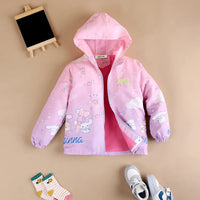 Girls Purple Cinnamoroll Cartoon Printed Hooded Zipper Jacket Coats & Jackets