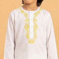 Boys White Embroidered Kurta With Pajama Sets Ethnicwear Boys