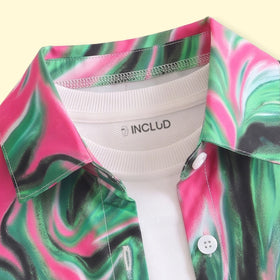 Girls Green Abstract Print Long Sleeve Shirt Shirts