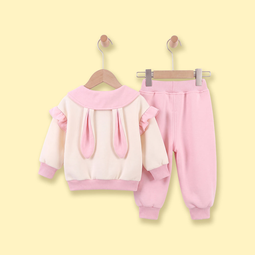 Girls Pink Peter Pan Collar Sweatshirt & Joggers Sets Sets
