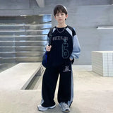Boys Black Alphanumeric Printed Oversized t-Shirt With Pants Set