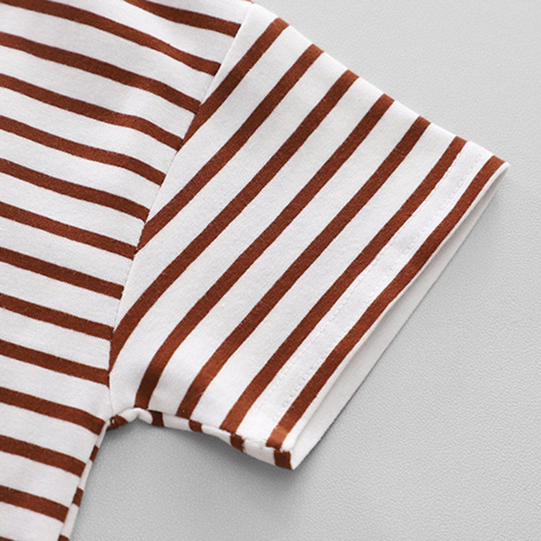 Boys Short Sleeve Striped T-Shirt With Short Length Dungaree 2 pc. Sets   