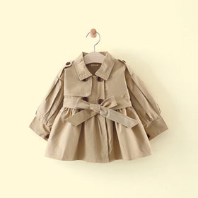Girls Khaki Long Sleeve Trench Coat Coats & Jackets Khaki 1-2 Y