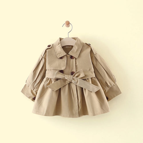 Girls Khaki Long Sleeve Trench Coat Coats & Jackets Khaki 1-2 Y