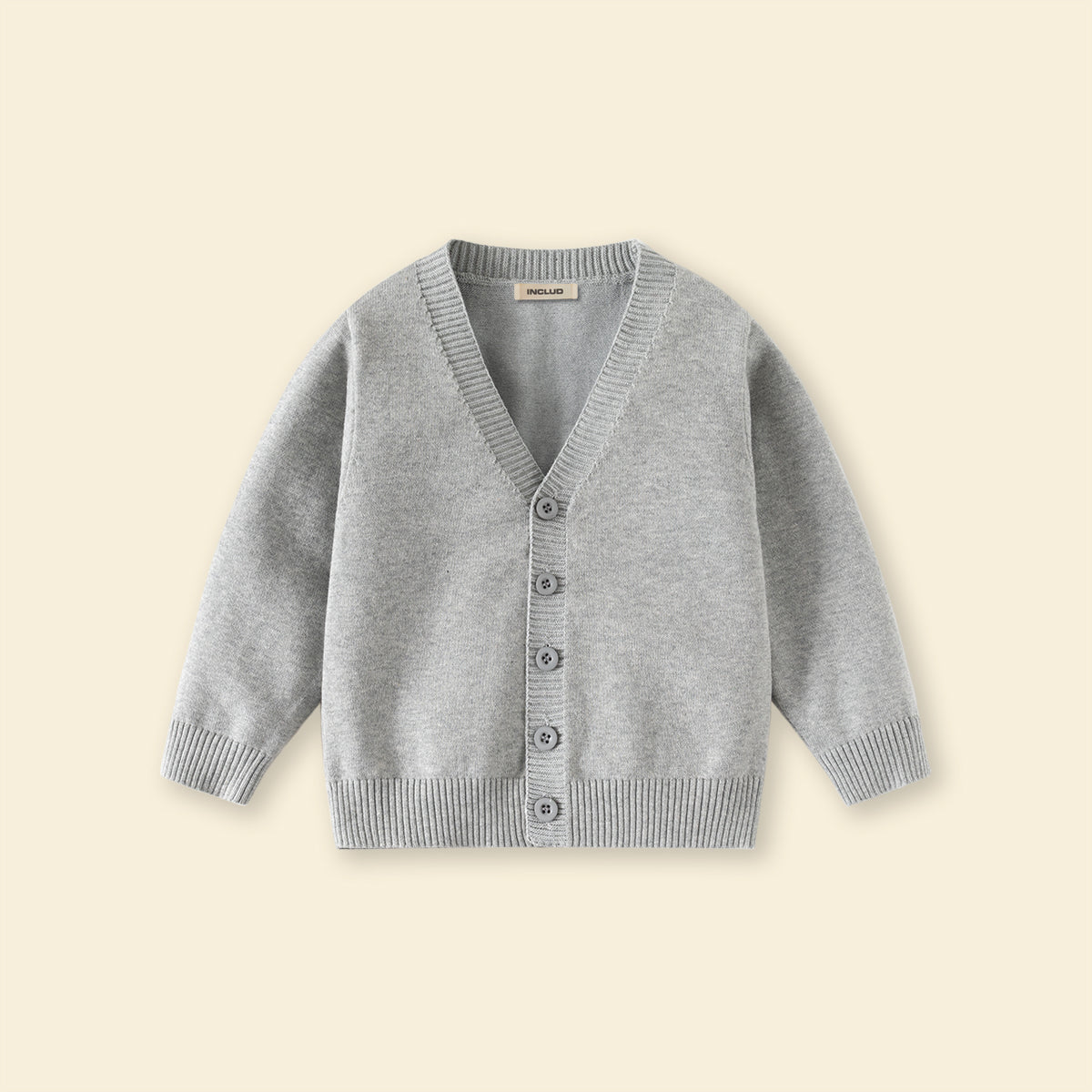 Boys Grey Solid Long Sleeves Cardigan Sweaters & Cardigans