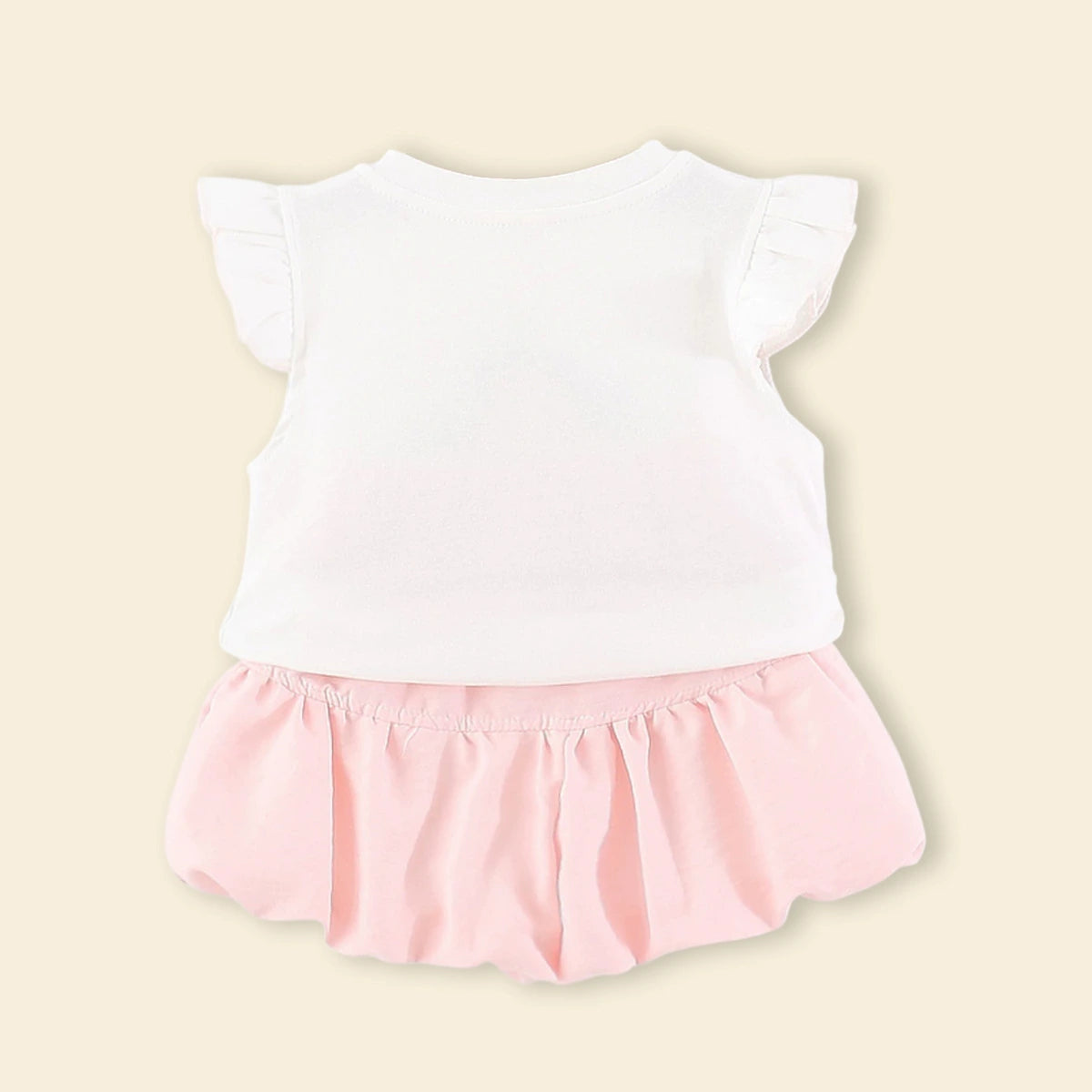 Girls White Kitty Applique Top With Shorts Sets Sets