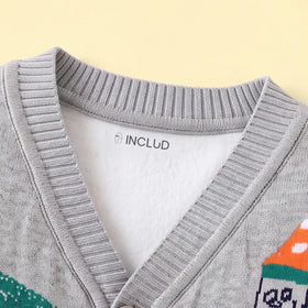 Boys Grey Self-Design Cardigan Sweaters & Cardigans