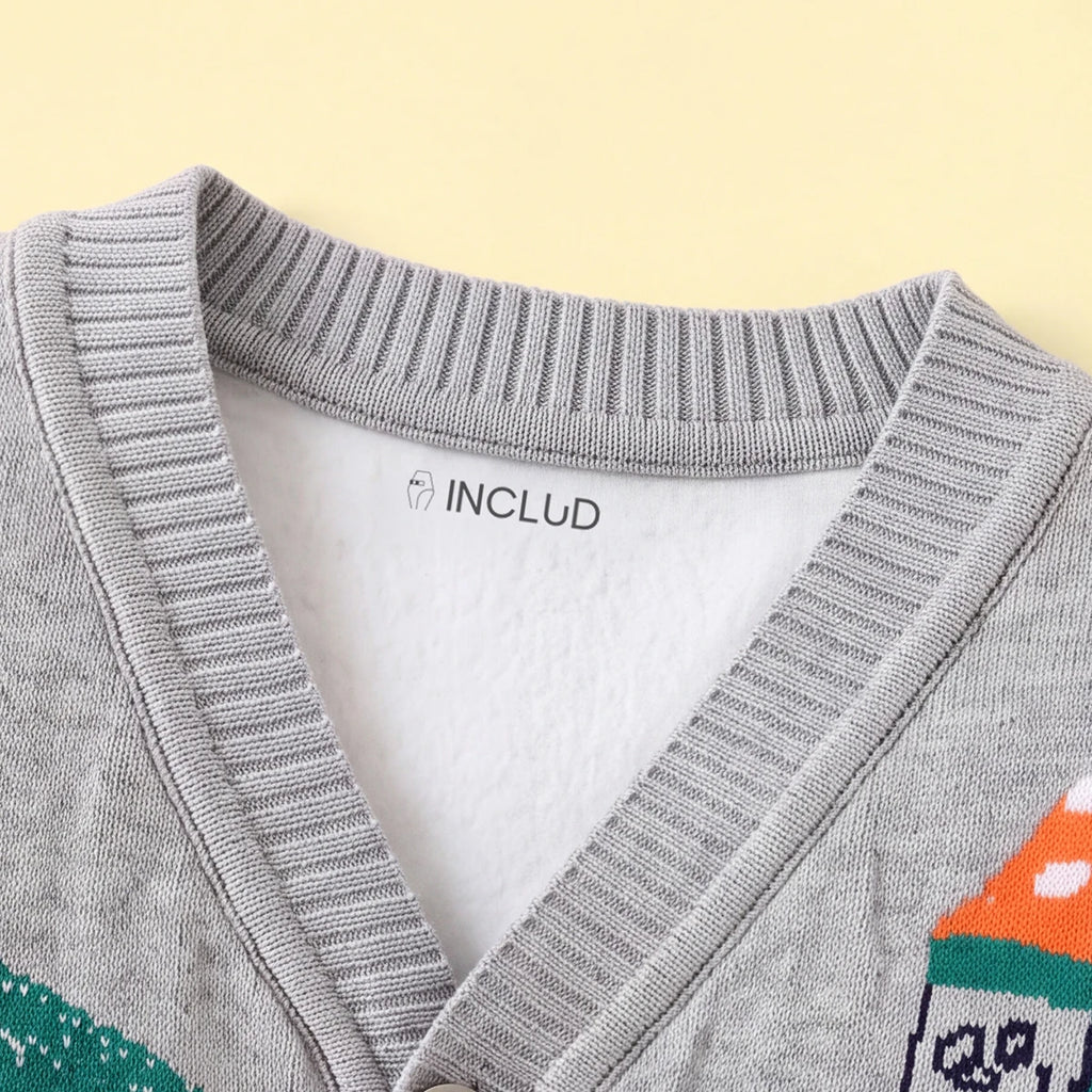 Boys Grey Self-Design Cardigan Sweaters & Cardigans