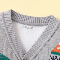 Boys Grey Self-Design Cardigan Sweaters & Cardigans