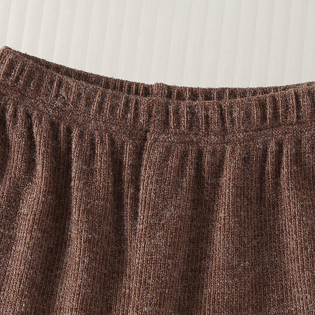 Girls Beige Lace Inserted Top With Pants Sets 2 pc. Sets