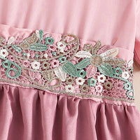Girls Pink Short Sleeve Embroidered Fit & Flare Dress Casual Dresses