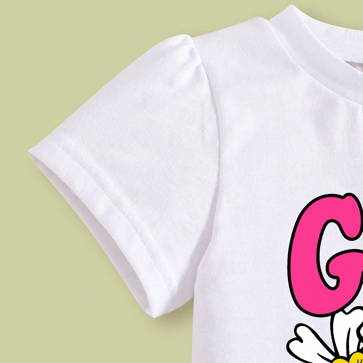 Girls Short Sleeves Typographic Printed Top With Pink Ruffled Skirt Set 2 pc. Sets
