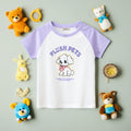 Girls Cartoon Print Short Sleeves T-shirt Tshirts Purple 1-2 Y 