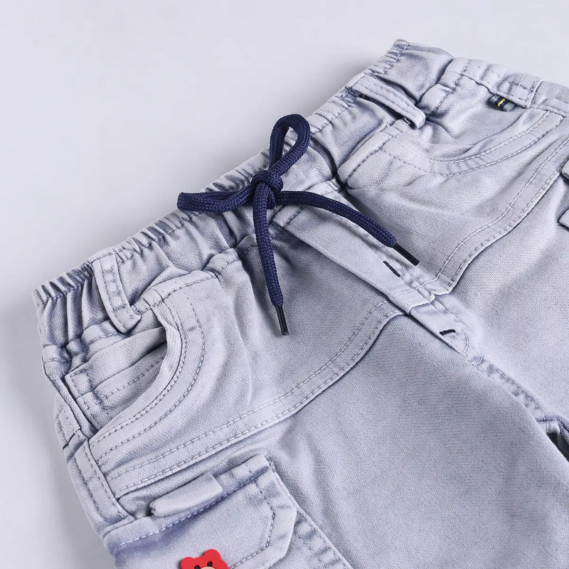 Boys Blue Graphics Short Sleeves T-Shirt With Cargo Shorts Set Sets