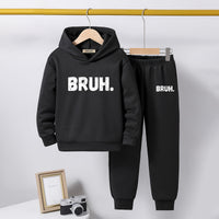 Boys Black Printed Hooded Sweatshirt with Joggers Set Sets Black 5-6 Y