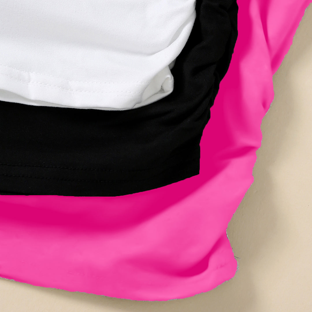 Girls Pink Short Sleeve Round Neck Top (Pack Of 3) Value Packs
