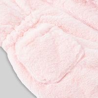 Girls Light Pink Solid Polar Fleece Ear Hooded Jacket Coats & Jackets