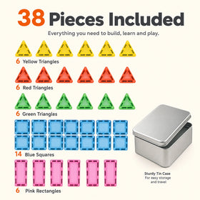 38 Pieces-Mini Magnetic Tiles Travel Set Trending Accessories