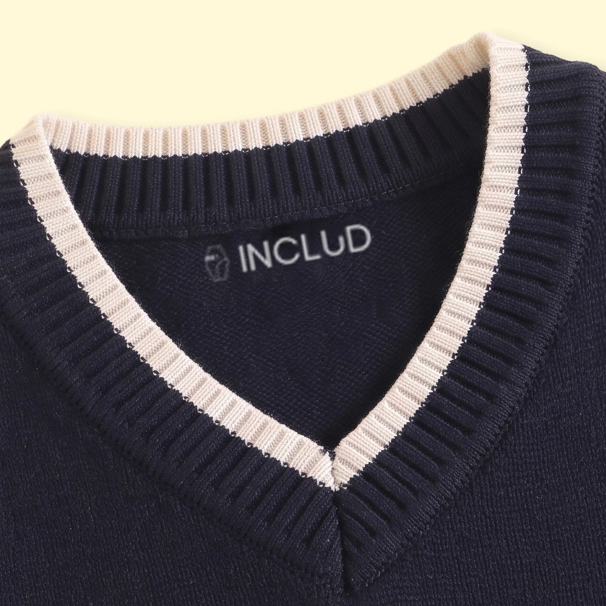 Boys Navy Blue Jacquard V-Neck Sweater Vest Sweaters & Cardigans