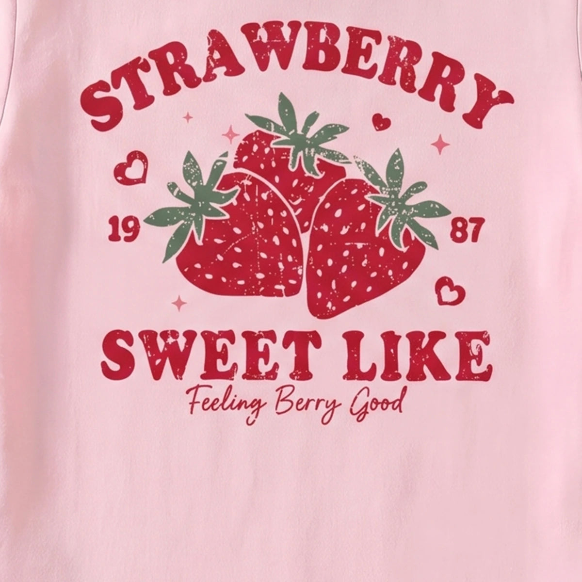 Girls Pink Strawberry Print Short Sleeve T-Shirt Tshirts